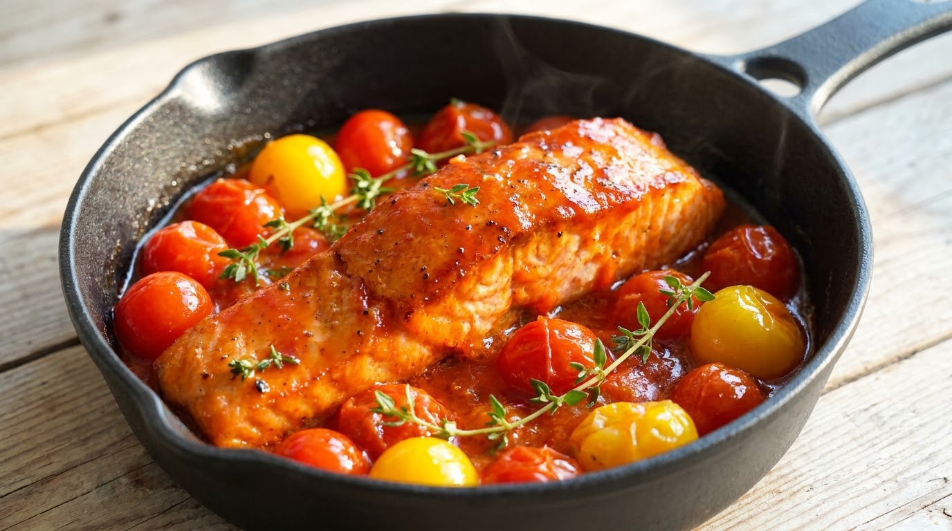 Pan-Seared Tomato Glazed Salmon