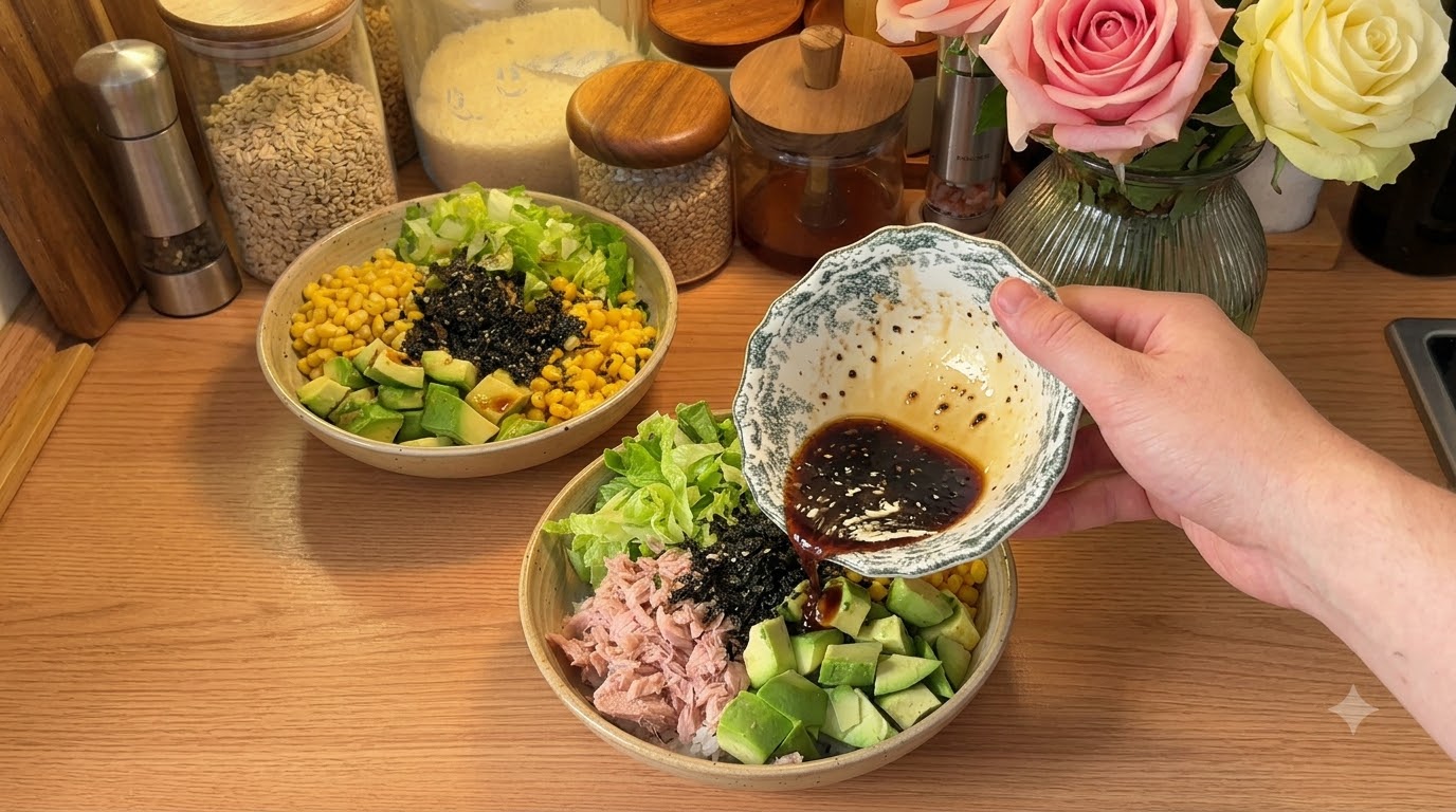 No-Cook Tuna Avocado Mixed Rice