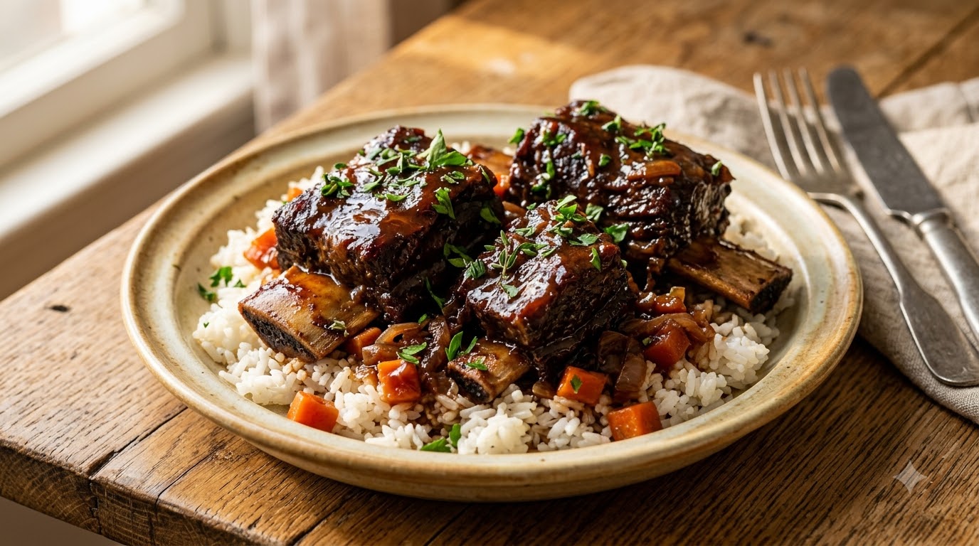 Slow-Braised Beef Short Ribs with Rich Reduction Sauce