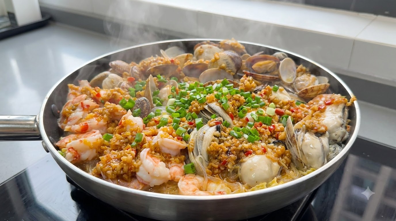 Oven-Roasted Beef with Garlic Vermicelli Seafood