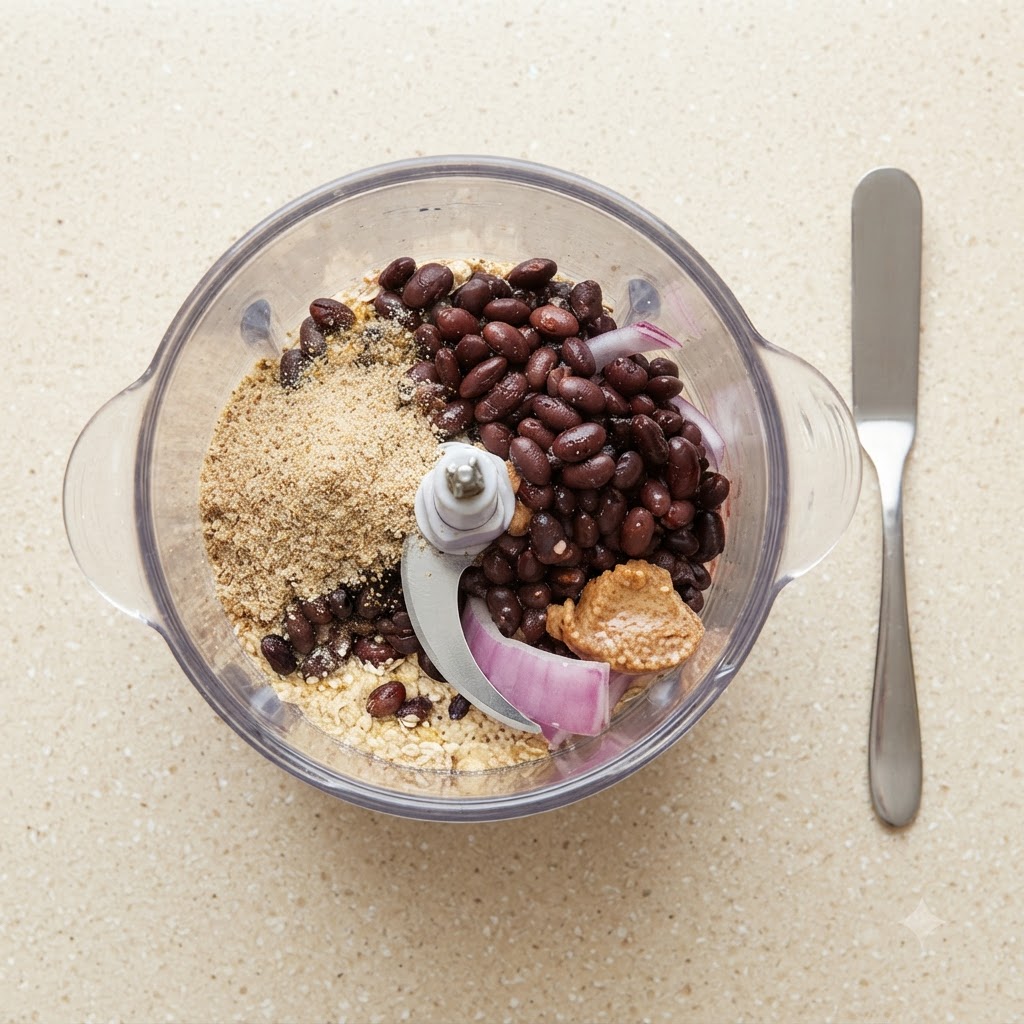 Nutritional yeast powder sprinkled over the ingredients inside the container.