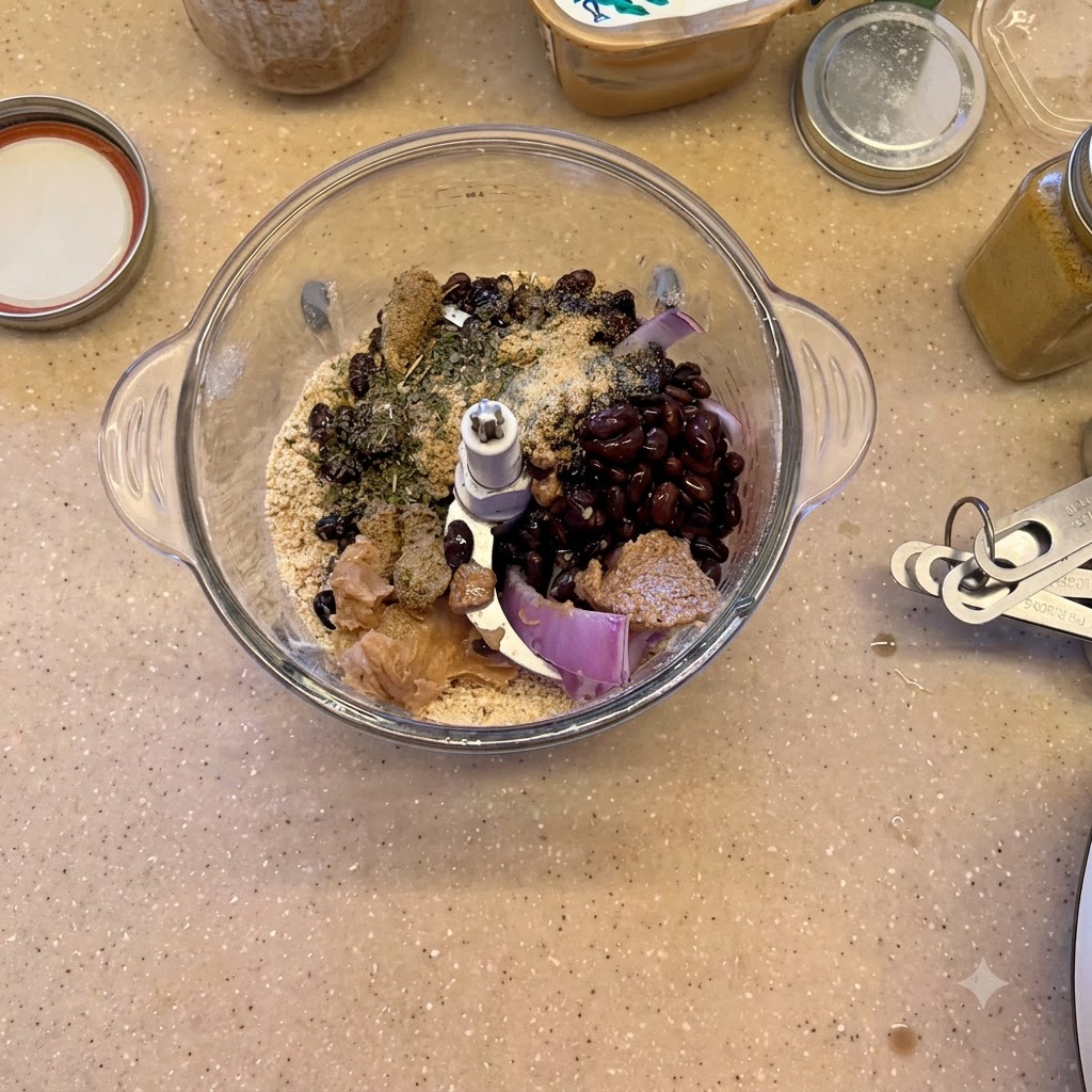Chili powder added among the mix of ingredients inside the blender container.