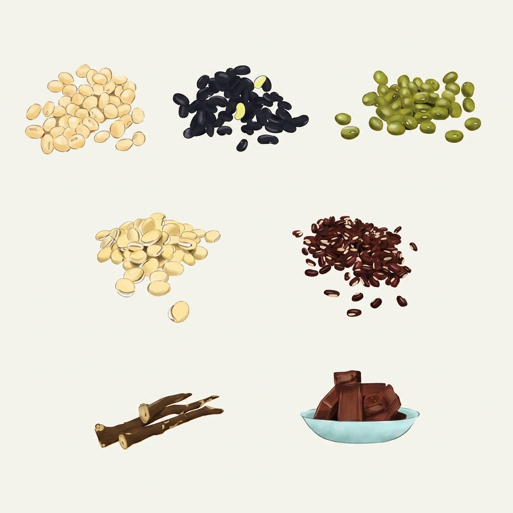 A pre-packaged assortment of five types of beans being poured from a plastic pouch into a mixing bowl.
