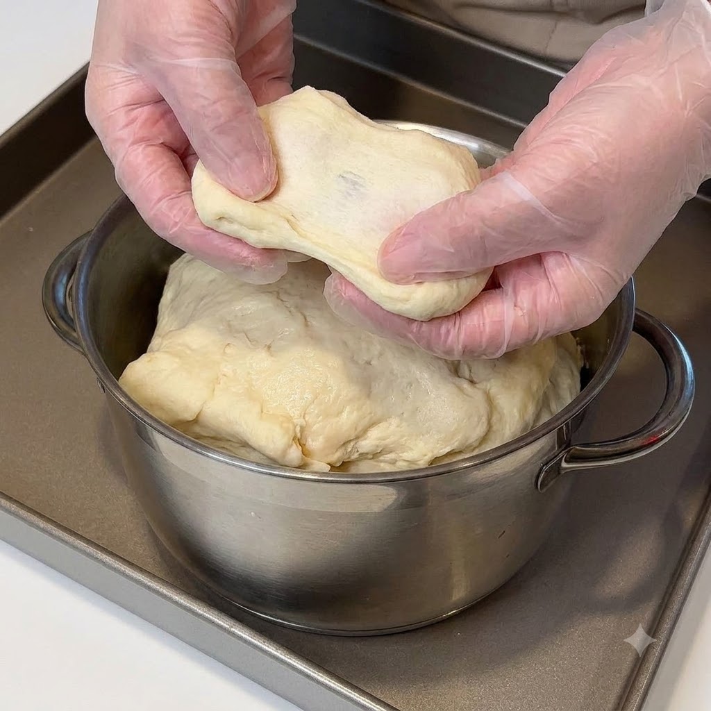 A small white cup containing yeast being dissolved in water.