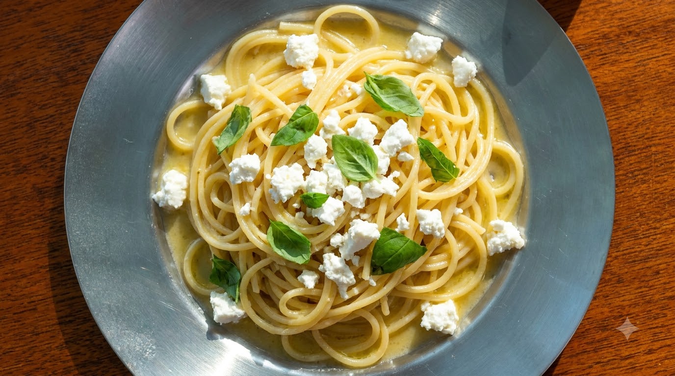Goat Cheese Lemon Basil Pasta