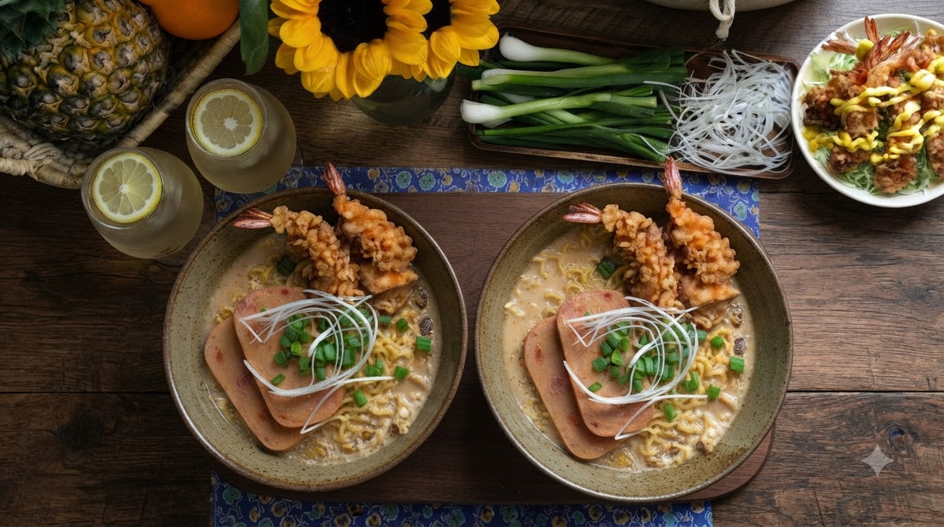 Tempura Fried Shrimp and Tonkotsu Ramen