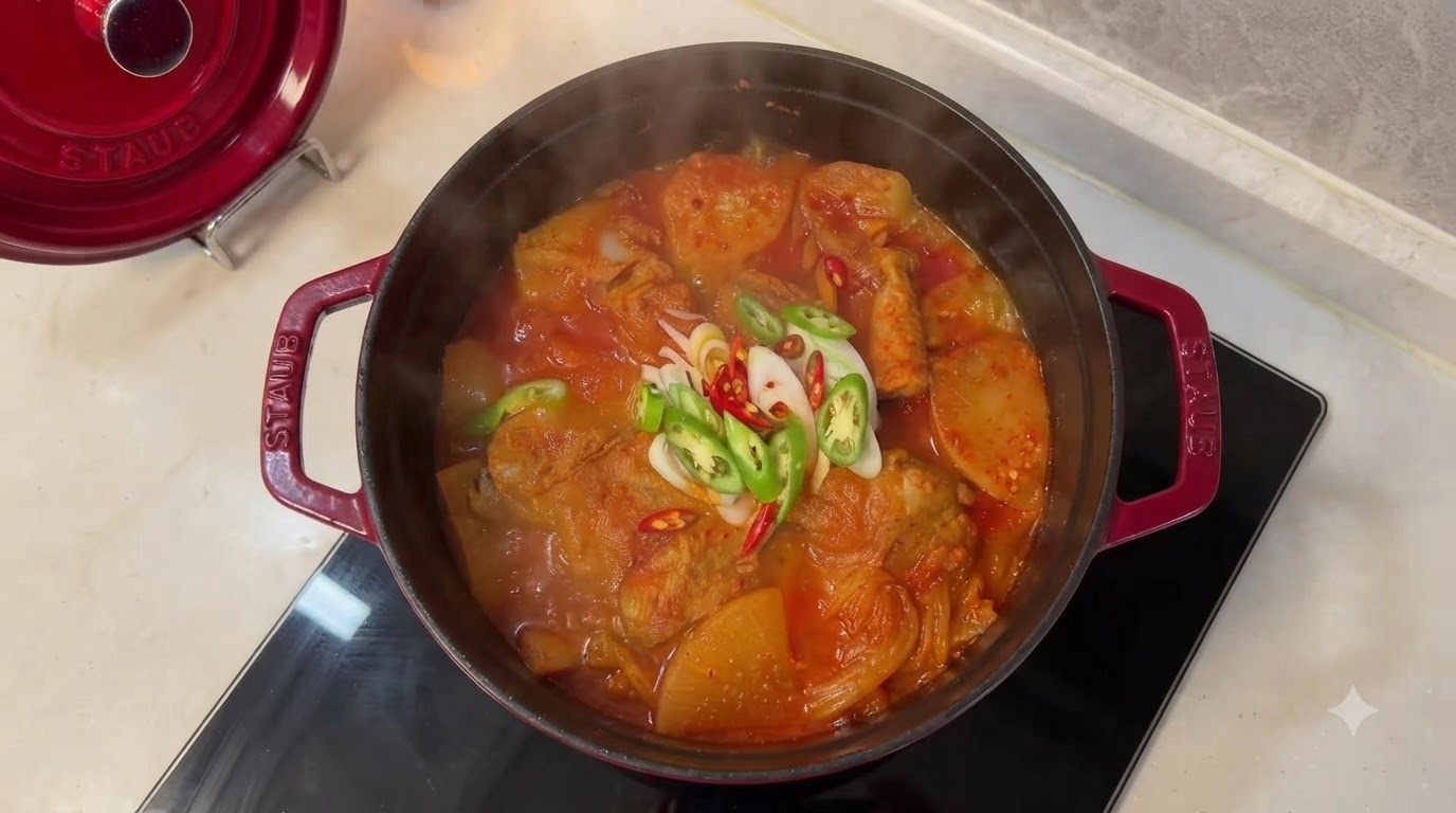 Korean Kimchi Pork Rib Stew (Dwaeji-Galbi-Kimchi-Jjim)