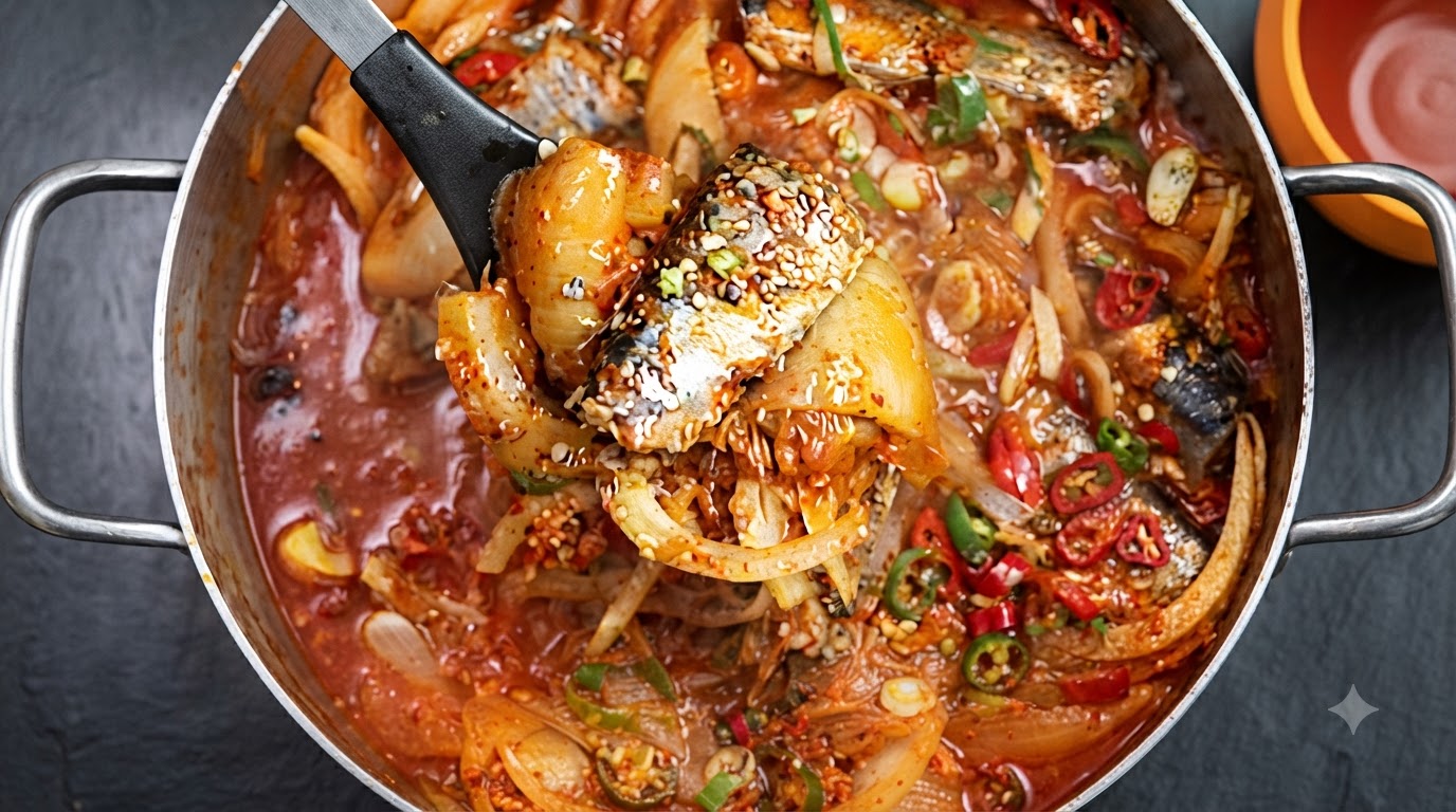 Korean Braised Saury with Kimchi (Kkongchi Kimchi Jjim)