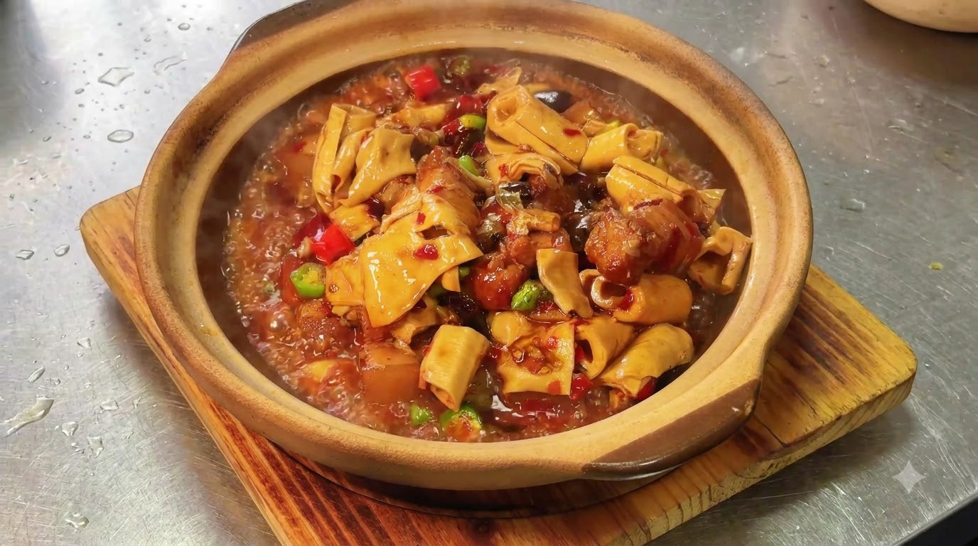Braised Pork Belly with Bean Curd Skin Rolls