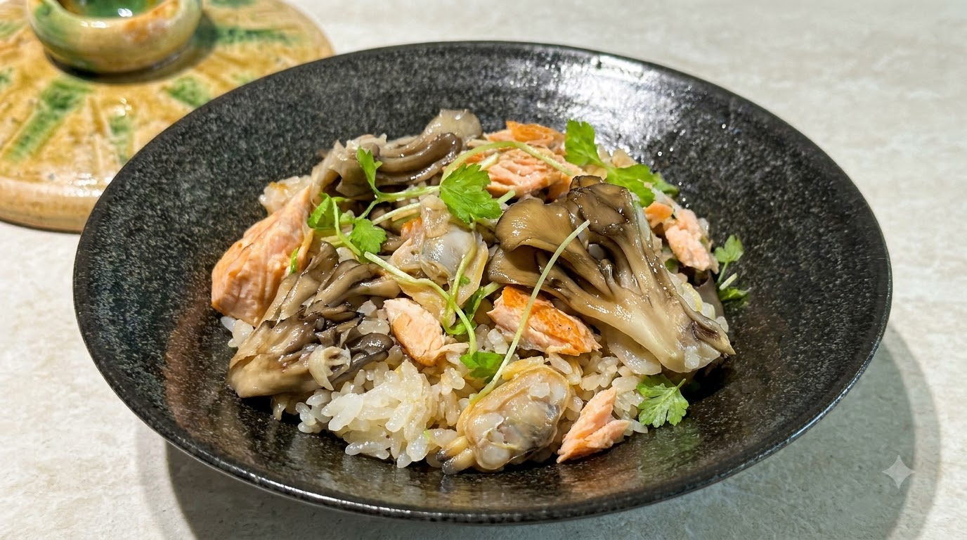 Savory Clam and Salmon Clay Pot Rice