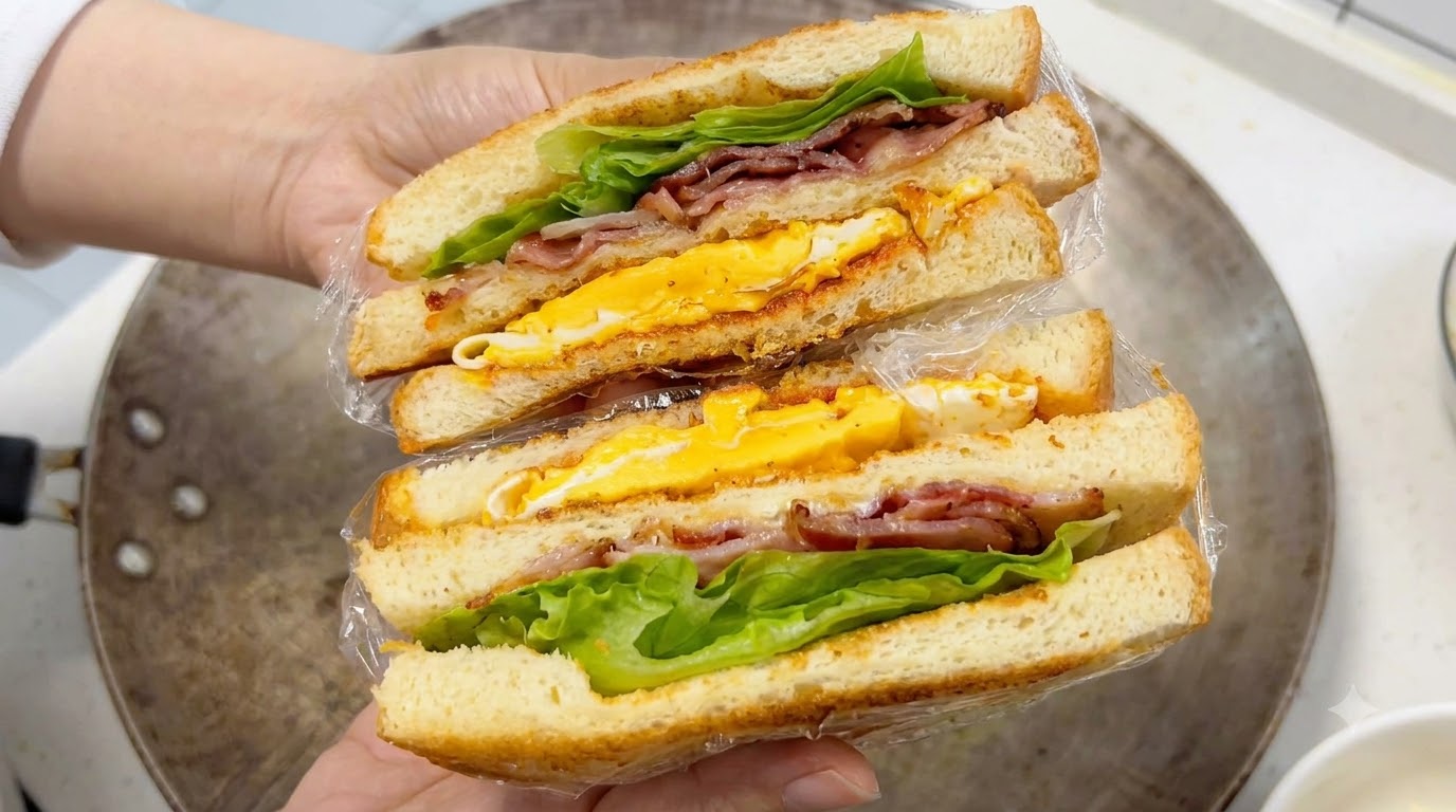 Classic Triple-Layer Bacon, Egg, and Cheese Sandwich