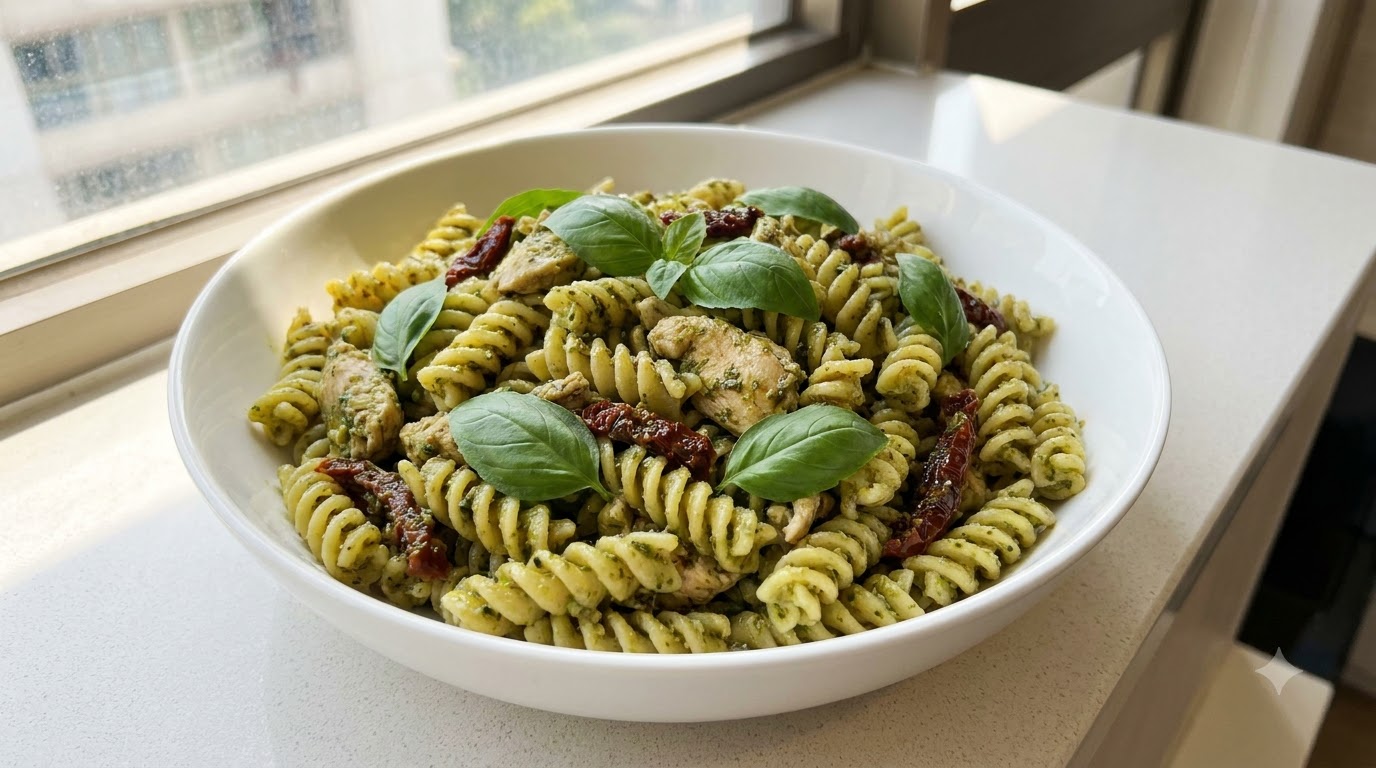 Sun-Dried Tomato and Basil Pesto Chicken Fusilli