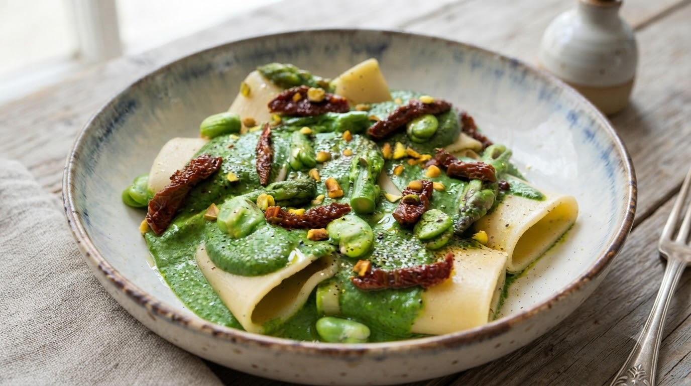 Spring Green Pesto Paccheri Pasta