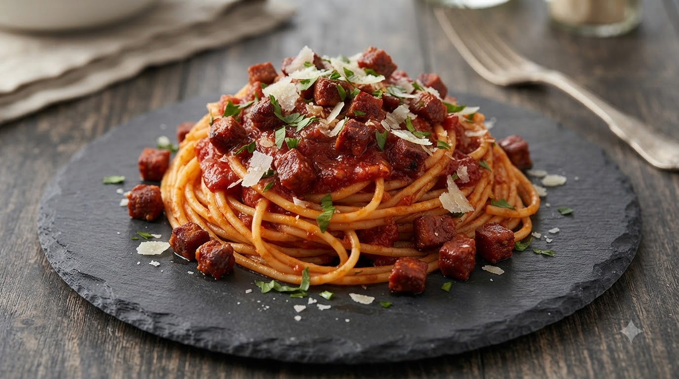 Quick Spicy Sun-Dried Tomato and Chorizo Spaghetti