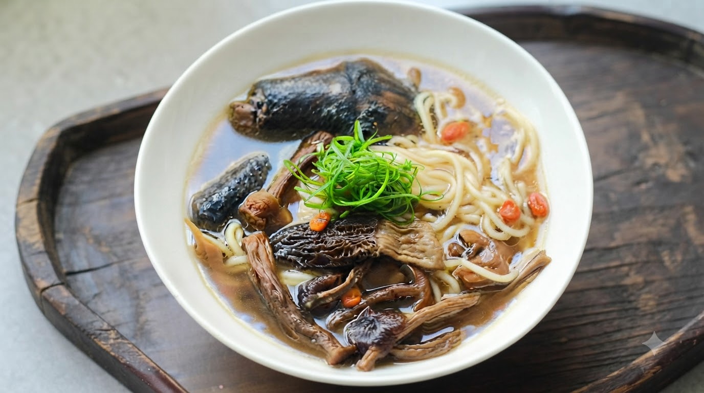 Nourishing Mushroom Chicken Soup With Noodles