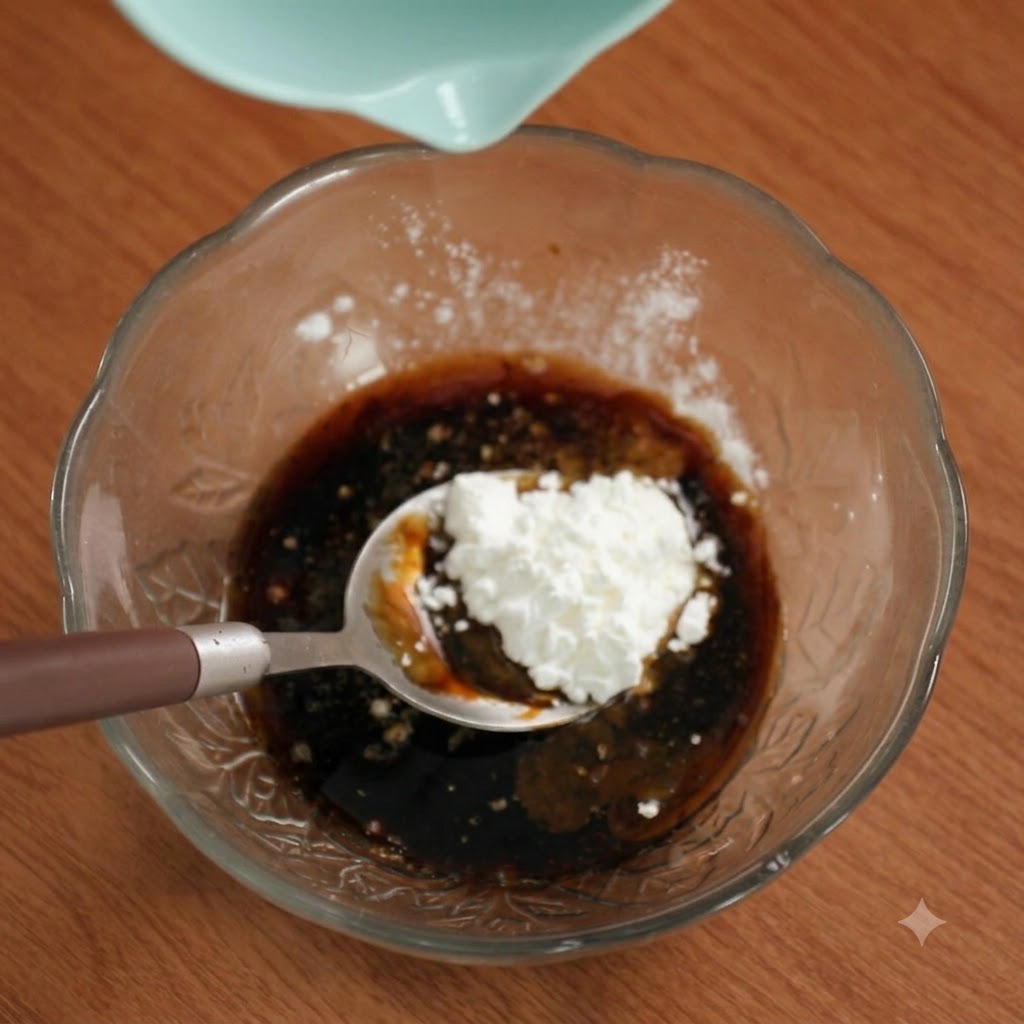 Water being poured from a light blue container into the glass bowl.