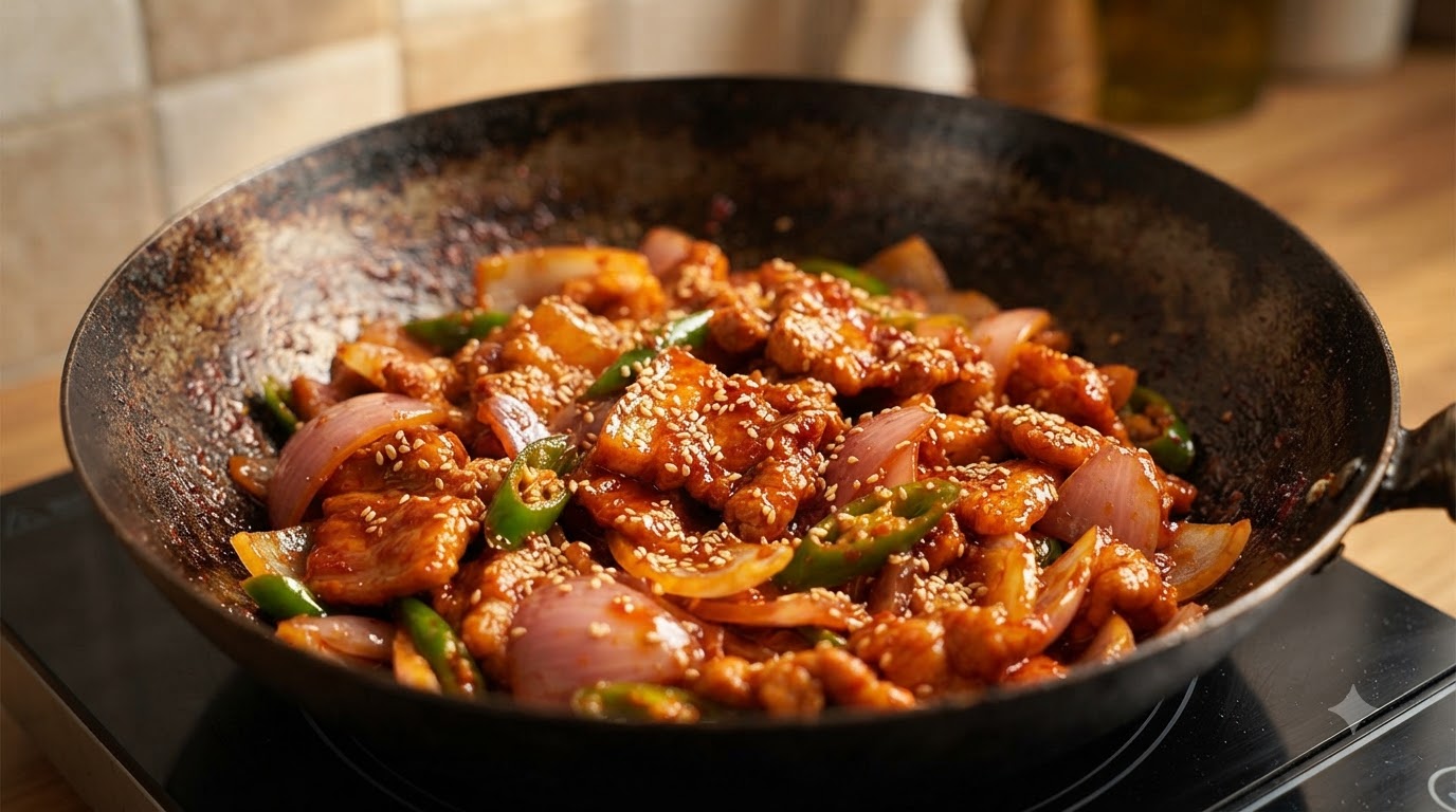 Korean Spicy Stir-Fried Pork Belly (Daeji Bulgogi)