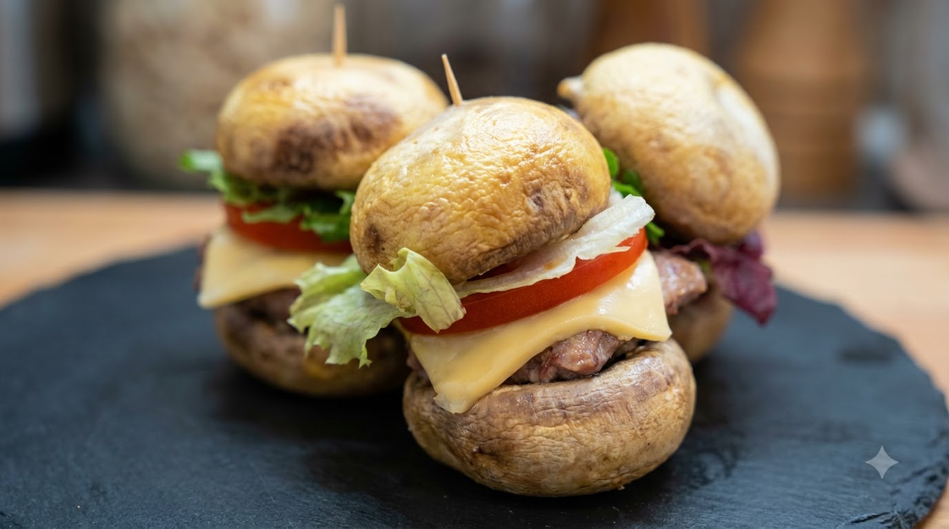 Crispy Air-Fried Mini Mushroom Burgers