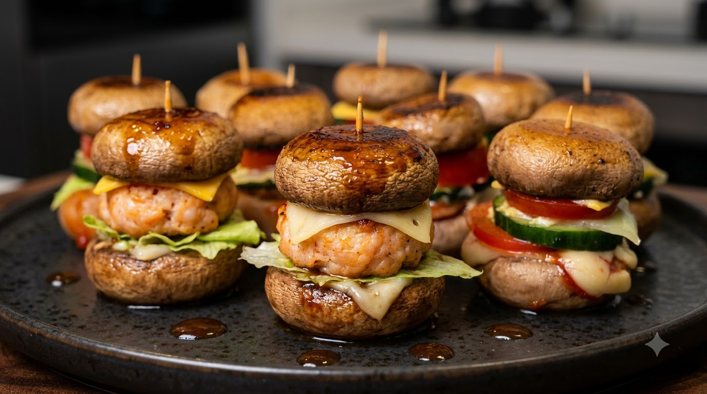 Gourmet Shrimp-Stuffed Mushroom Slider Burgers