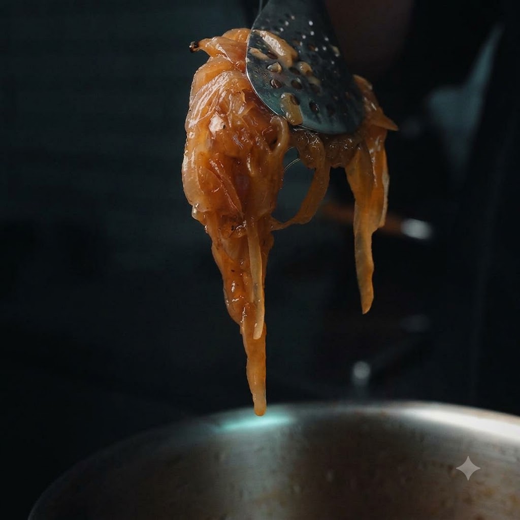 Minced garlic and black pepper being mixed into a bowl of creamy mayonnaise.