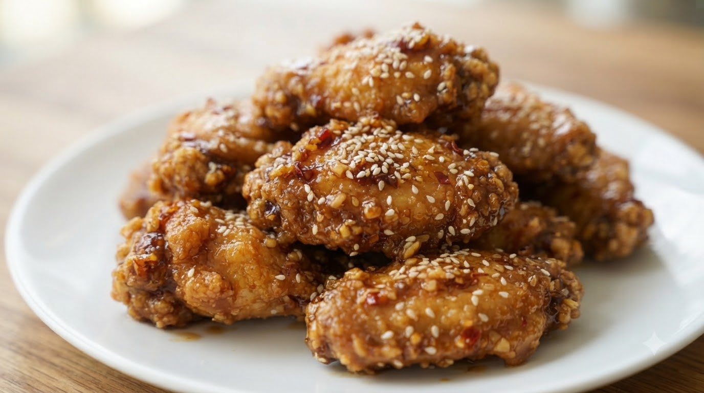 Crispy Garlic Honey Fried Chicken Wings