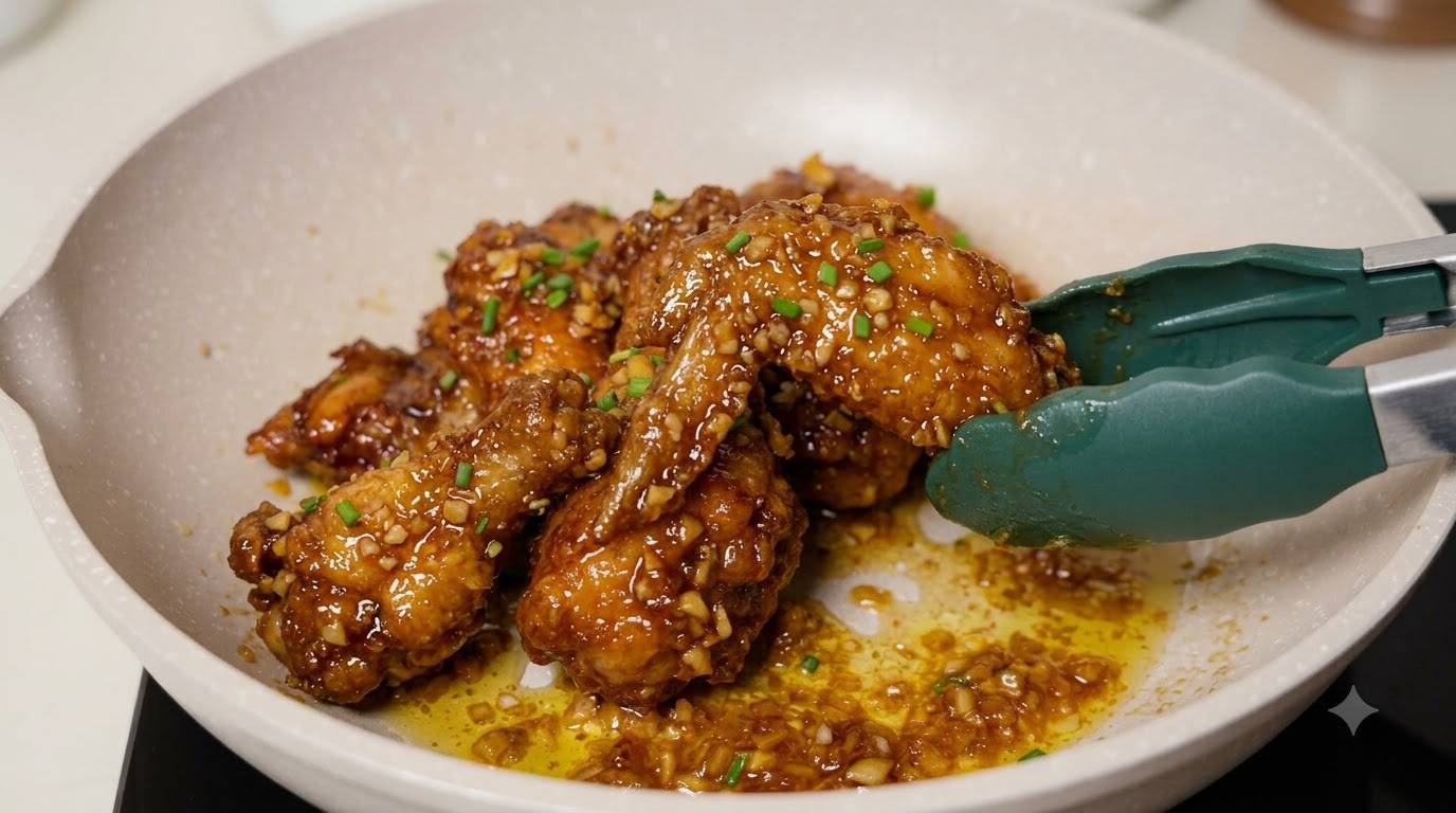Crispy Garlic Honey Butter Fried Chicken