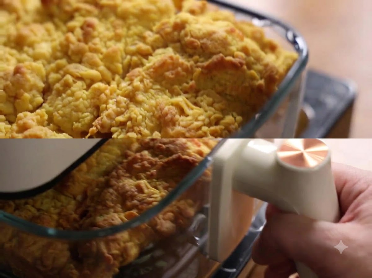 Chicken piece being rubbed thoroughly with dry flour to form scales.