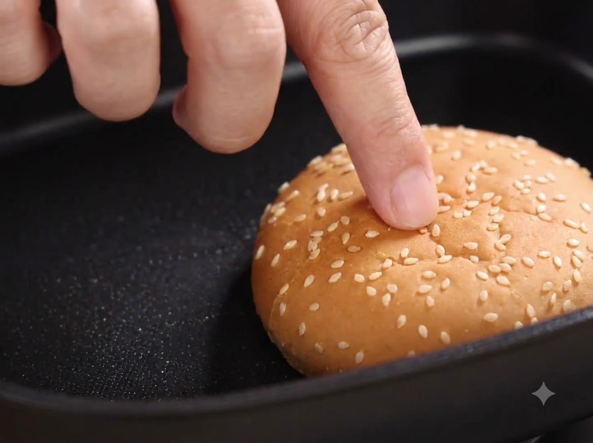 A scaled chicken piece being lowered into hot cooking oil.